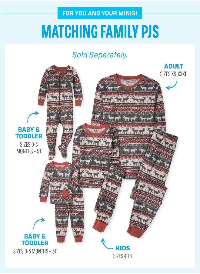 The Children's Place Family Matching Christmas Holiday Pajamas Sets, Snug Fit 100% Cotton, Adult, Big Kid, Toddler, Baby, Harvest Fairisle, Large