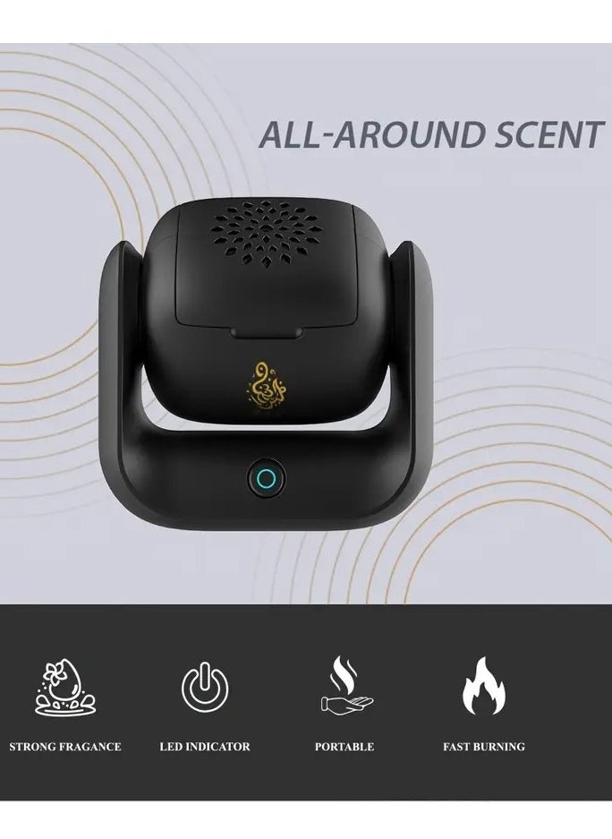 Rotatable Incense Burner 1500 mAh Battery Capacity Type-C Charging Port 700 °C Heating Temperature 2 Minutes Single Burning 90° Rotation LED Indicator