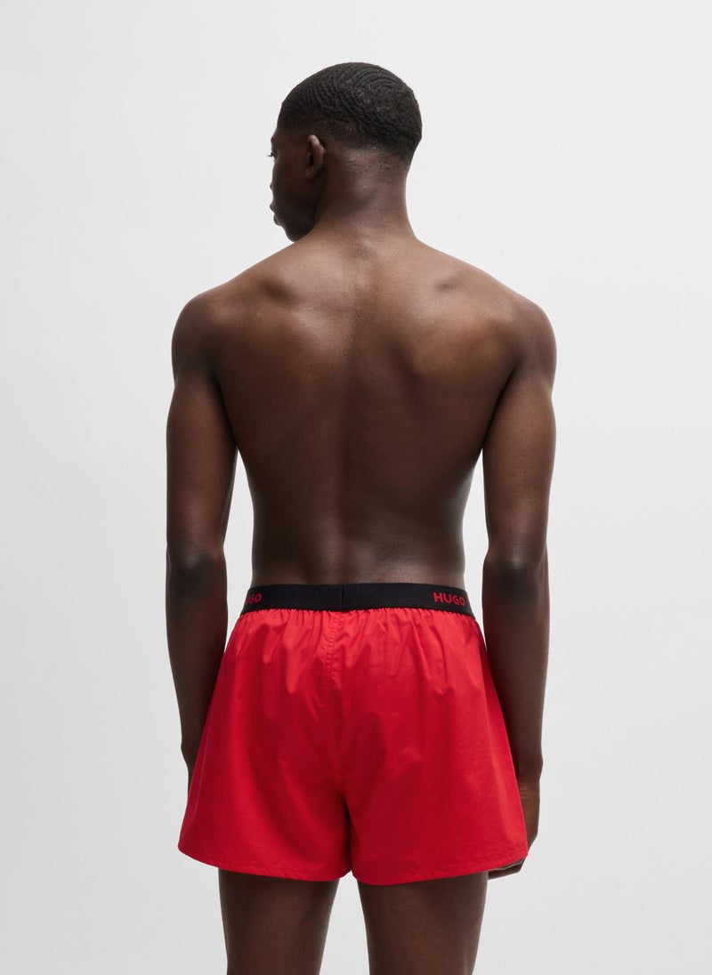 Three-pack of cotton boxer shorts with logo waistbands