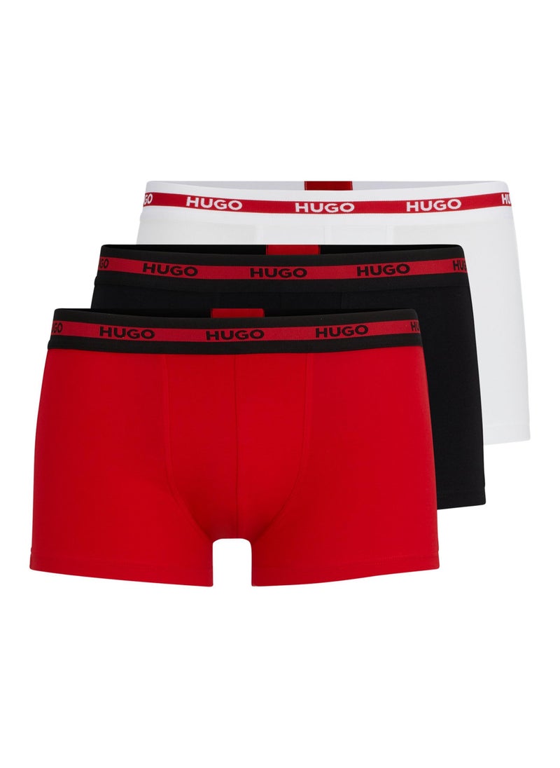 Three-pack of logo-waistband trunks in stretch cotton