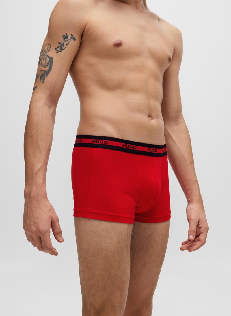 Three-pack of logo-waistband trunks in stretch cotton