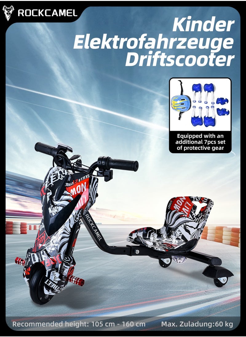 Mini 36V High-Power 360°Children Electric Drifting Scooter-Adjustable with Bluetooth and Protective Gear