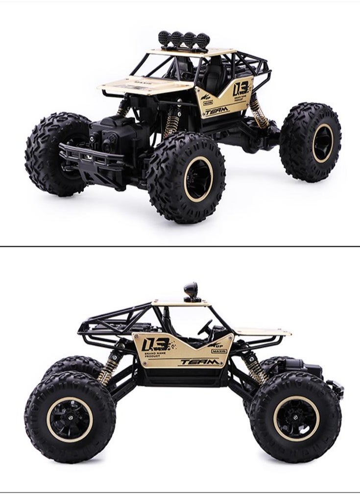 Alloy off-road 4x4 charging RC car high-speed bigfoot climbing racing climbing car suitable for 7+   26cm x 17cm x 13cm, gold car
