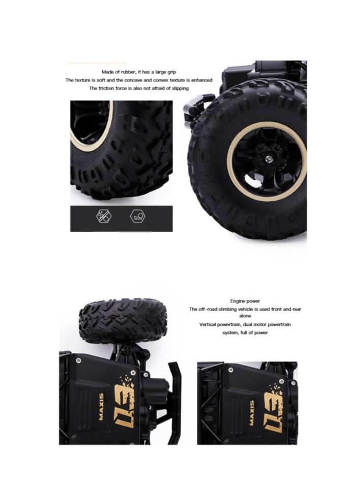 Alloy off-road 4x4 charging RC car high-speed bigfoot climbing racing climbing car suitable for 7+   26cm x 17cm x 13cm, gold car