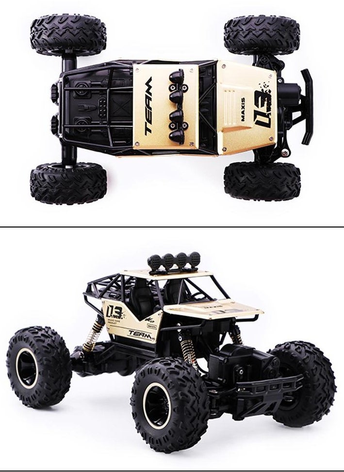 Alloy off-road 4x4 charging RC car high-speed bigfoot climbing racing climbing car suitable for 7+   26cm x 17cm x 13cm, gold car