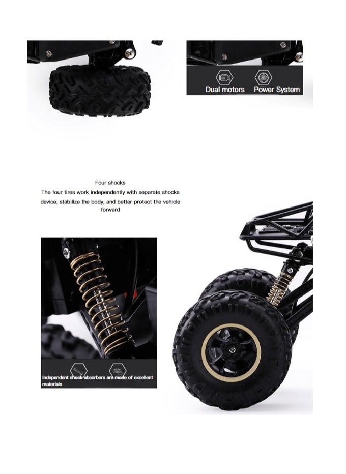 Alloy off-road 4x4 charging RC car high-speed bigfoot climbing racing climbing car suitable for 7+   26cm x 17cm x 13cm, gold car