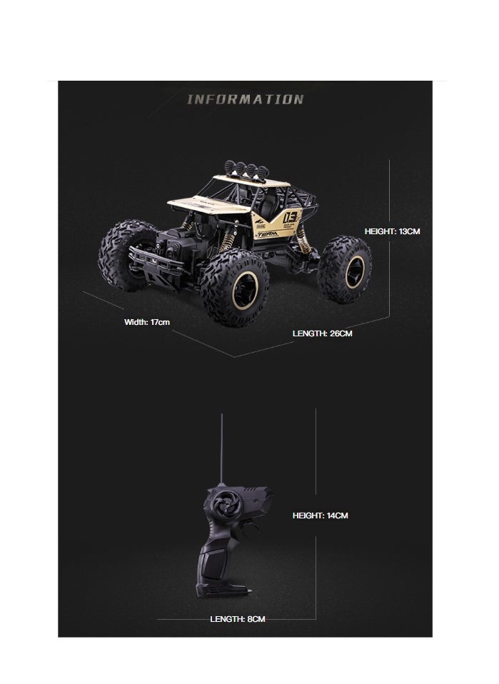 Alloy off-road 4x4 charging RC car high-speed bigfoot climbing racing climbing car suitable for 7+   26cm x 17cm x 13cm, black car