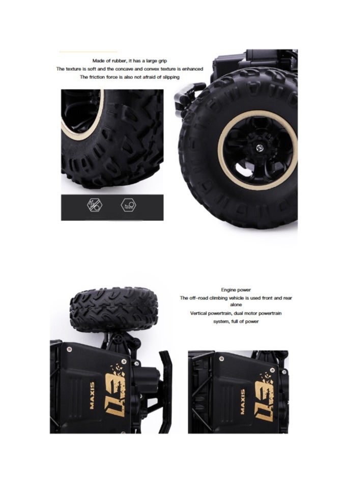 Alloy off-road 4x4 charging RC car high-speed bigfoot climbing racing climbing car suitable for 7+   26cm x 17cm x 13cm, black car