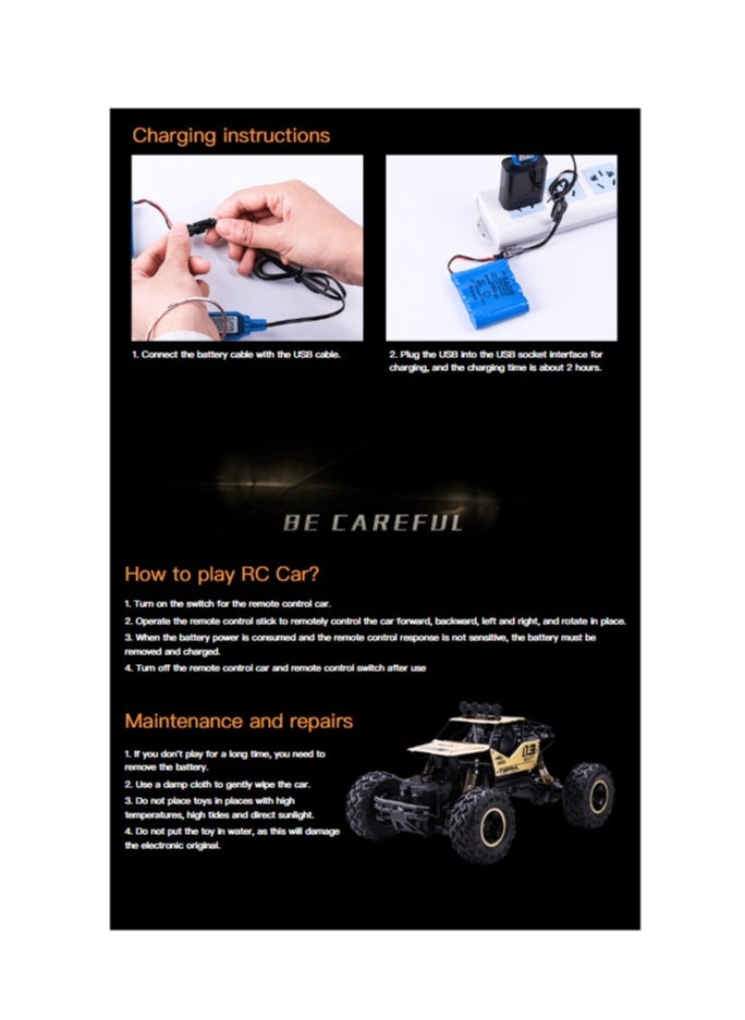 Alloy off-road 4x4 charging RC car high-speed bigfoot climbing racing climbing car suitable for 7+   26cm x 17cm x 13cm, silver car