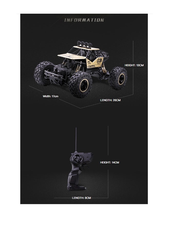 Alloy off-road 4x4 charging RC car high-speed bigfoot climbing racing climbing car suitable for 7+   26cm x 17cm x 13cm, silver car