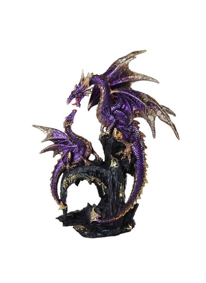 Royal Purple Dragon Family Collectible Figurine 9 Inch Tall