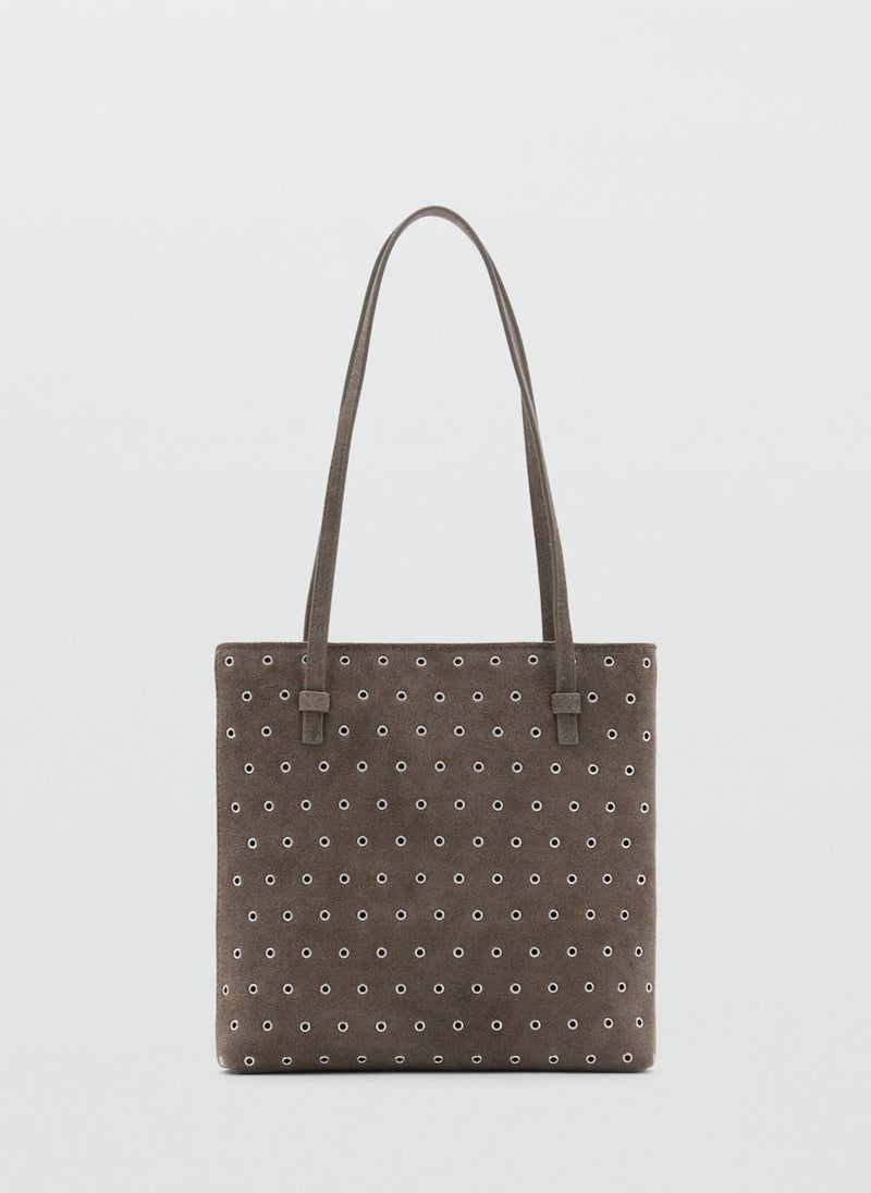 Die-Cut Leather Shopper Bag