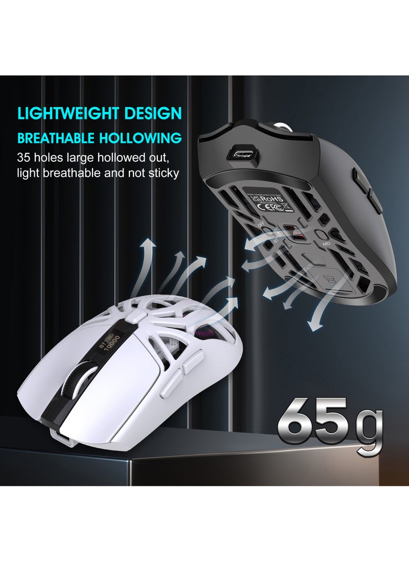 Wireless Gaming Mouse,Tri-Mode Bluetooth/2.4G/Wired Mouse, 6 Buttons with Adjustable 10000 DPI, BT5.1 Rechargeable RGB Backlight Gaming Mice for PC/Mac/Laptop, Power Digital Display Silent Mice