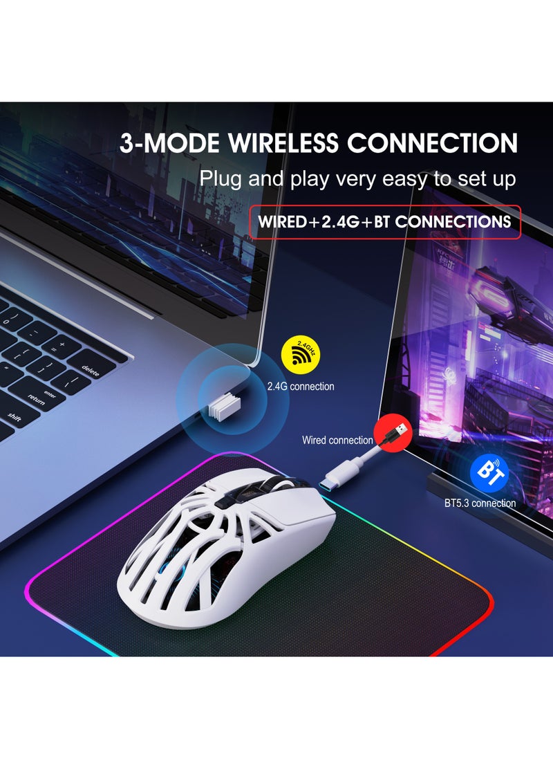 Wireless Gaming Mouse,Tri-Mode Bluetooth/2.4G/Wired Mouse, 6 Buttons with Adjustable 10000 DPI, BT5.1 Rechargeable RGB Backlight Gaming Mice for PC/Mac/Laptop, Power Digital Display Silent Mice