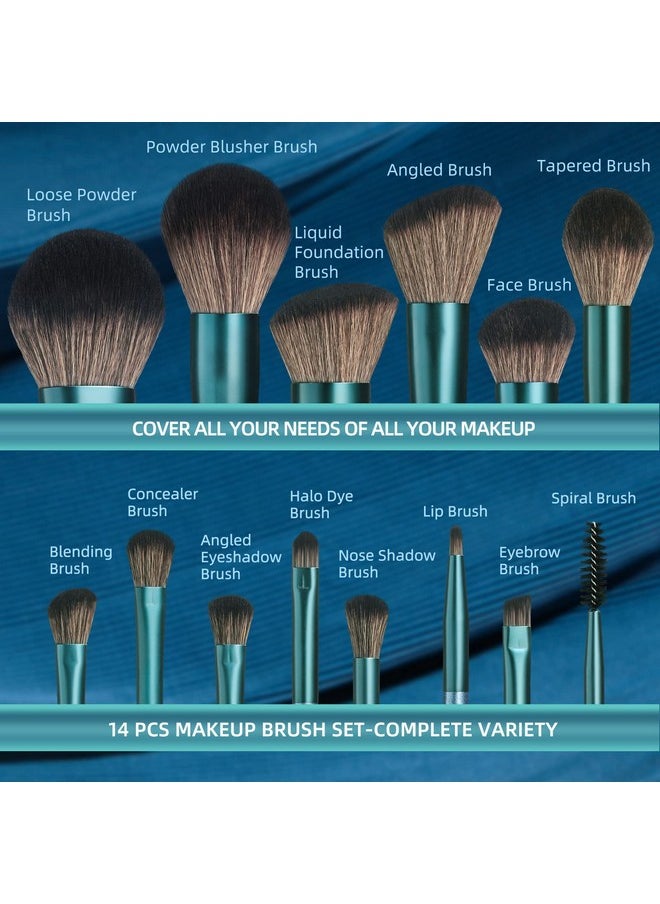 Bs-Mall Makeup Brush Set 14Pcs Premium Synthetic Professional Makeup Brushes Foundation Powder Blending Concealer Eye Shadows Blush Makeup Brush Kit Deep Starry Blue