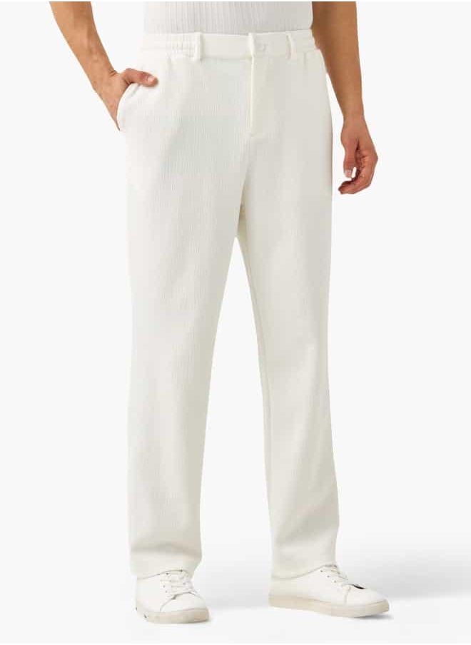 Iconic Regular Fit Flexi Waist Trousers with Button Closure