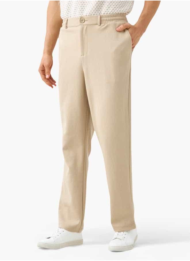 Iconic Regular Fit Flexi Waist Trousers with Button Closure