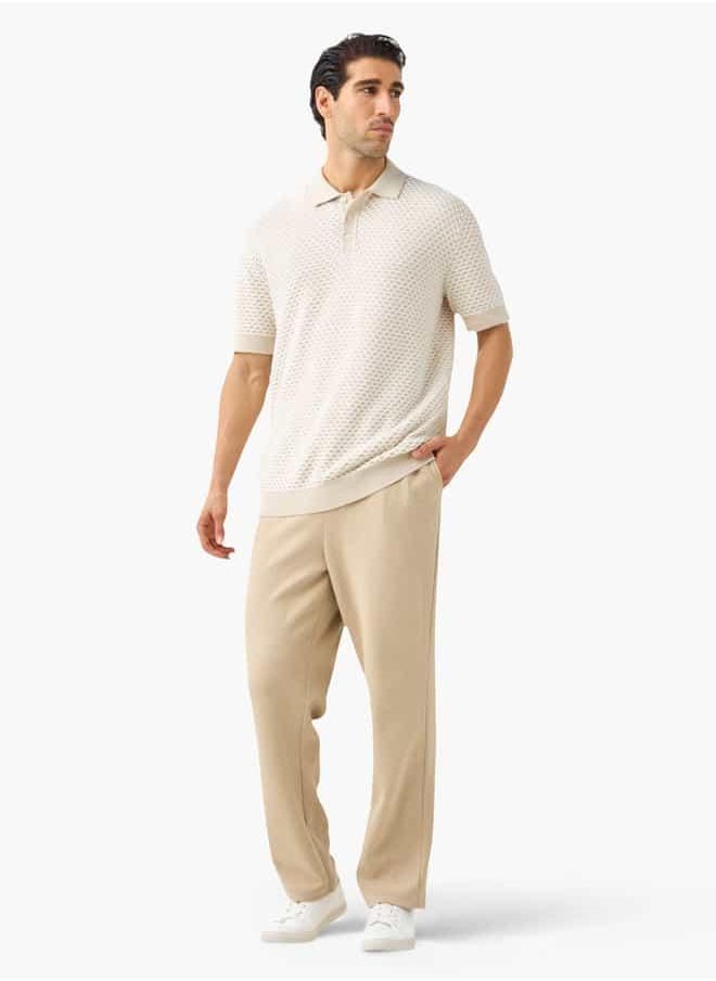 Iconic Regular Fit Flexi Waist Trousers with Button Closure