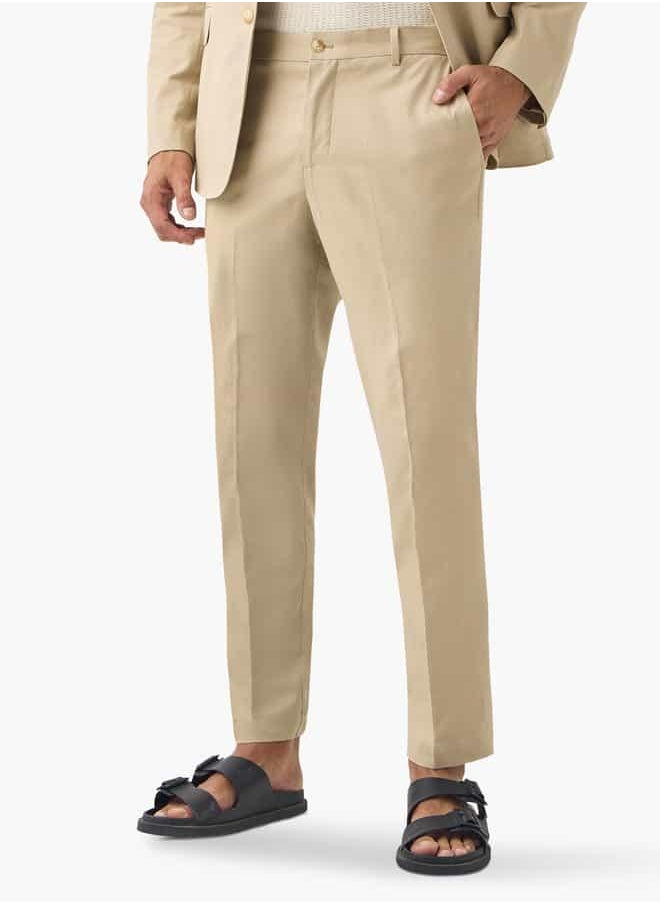 Iconic Regular Fit Linen Pants with Flexi Waist and Pockets