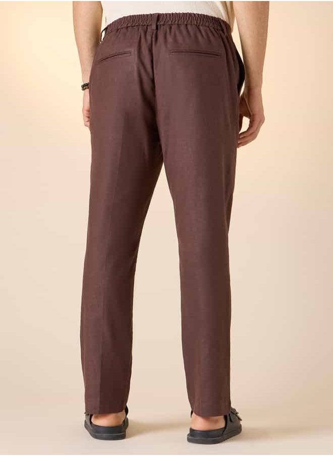 Iconic Slim Fit Pants with Flexi Waist and Pockets