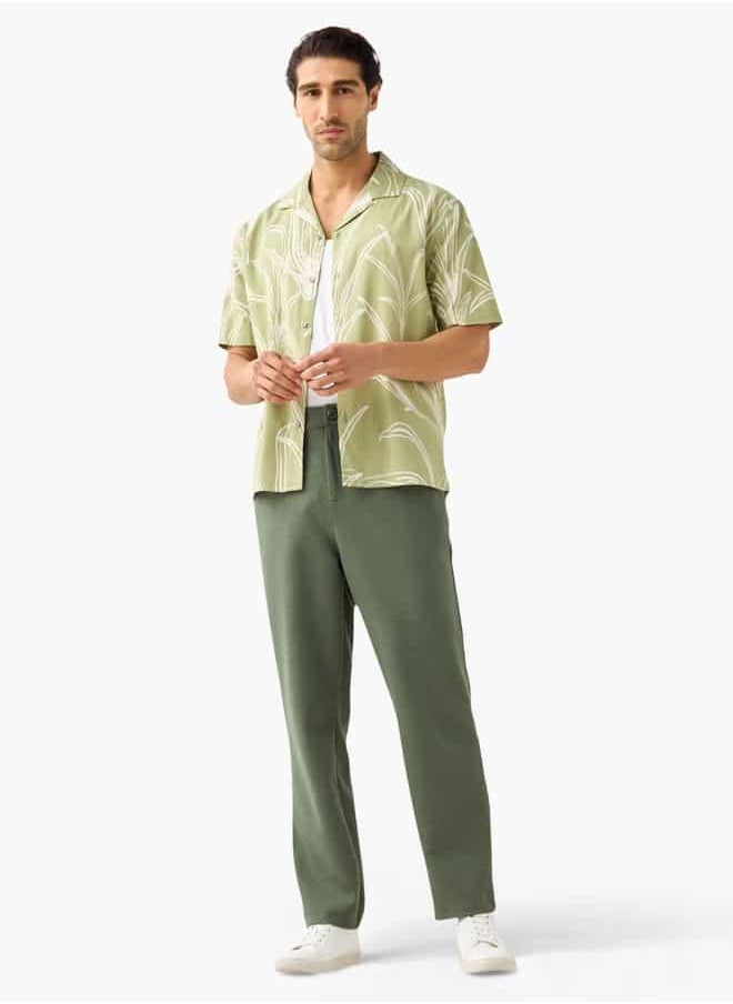 Iconic Regular Fit Flexi Waist Trousers with Button Closure