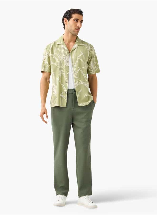 Iconic Regular Fit Flexi Waist Trousers with Button Closure
