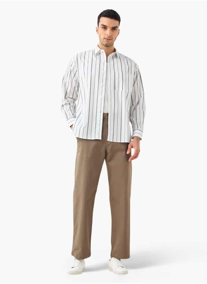 Iconic Straight Fit Trousers with Button Closure