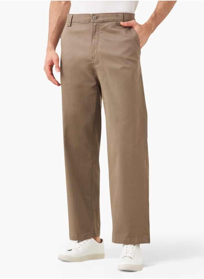 Iconic Straight Fit Trousers with Button Closure