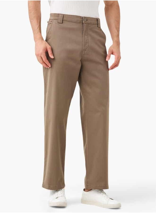 Iconic Straight Fit Trousers with Button Closure