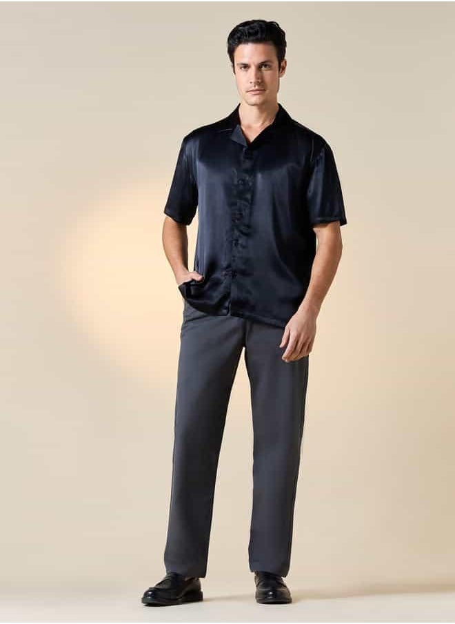 Iconic Regular Fit Mid-Rise Pants with Pockets