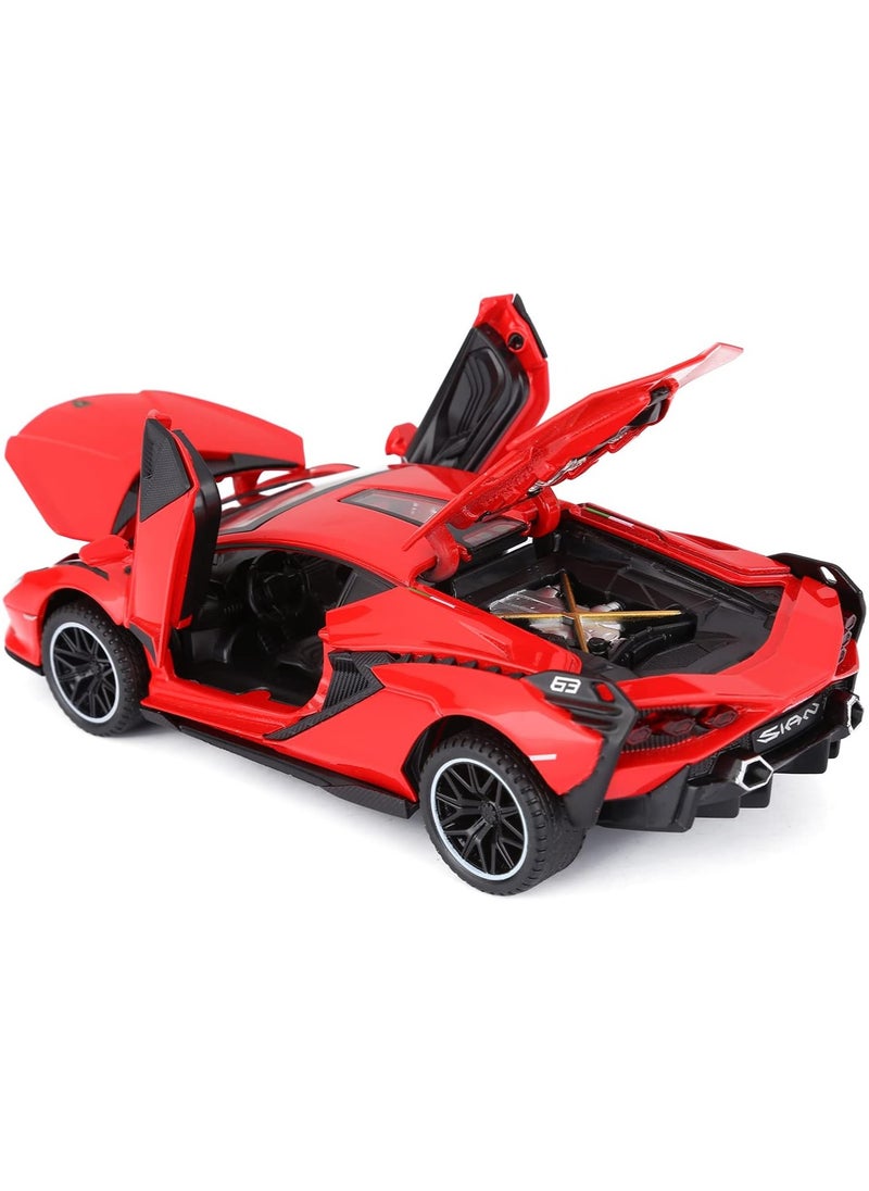 Toy Cars Lambo Sian FKP3 – Metal Model Car with Light & Sound, Pull-Back Toy Car for Boys (Red)