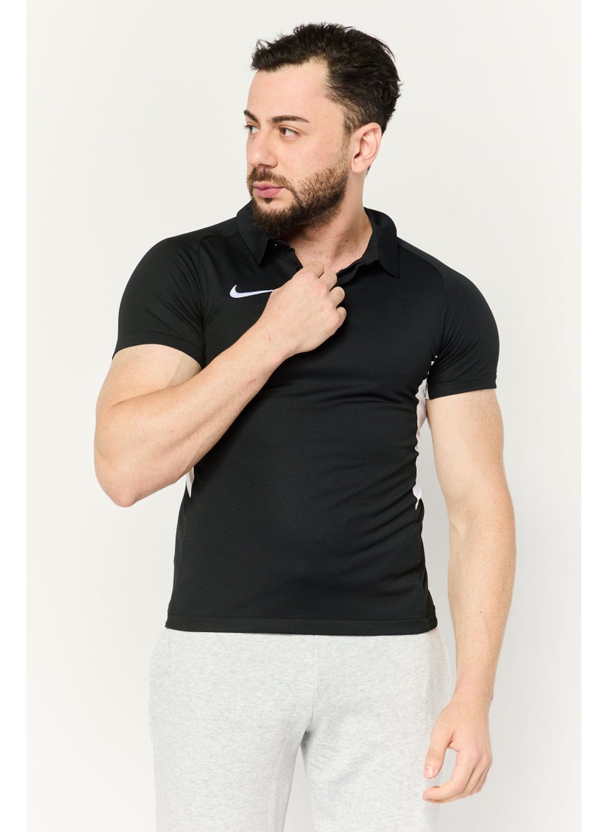 Men Sportswear Fit Short Sleeves Running Polo, Black