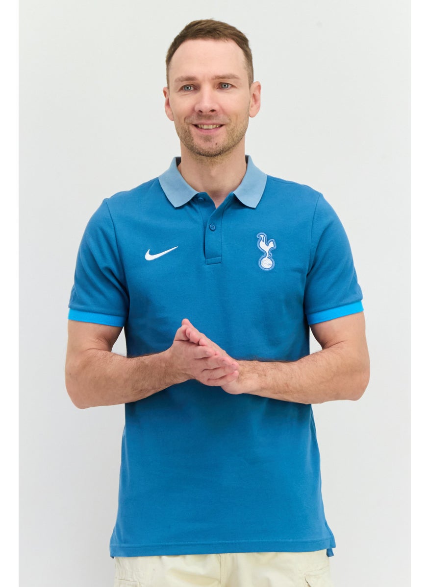 Men Sportswear Fit Short Sleeves Outdoor Polo Shirt, Blue