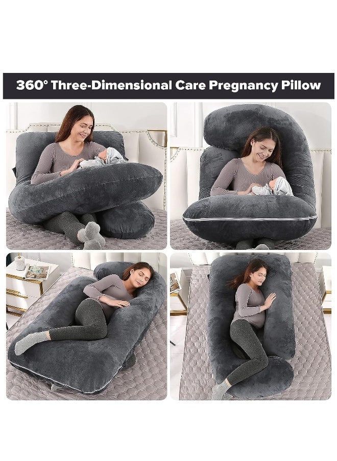 Pregnancy Pillows, Full Body Pillow with Removable Velvet Cover, Maternity Pillow for Pregnant Women (Black)