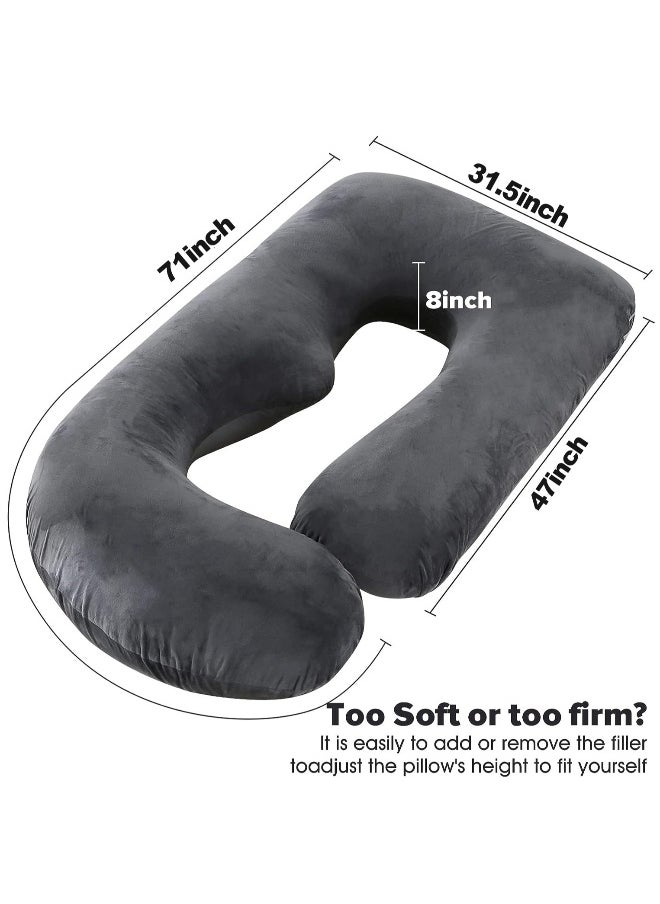Pregnancy Pillows, Full Body Pillow with Removable Velvet Cover, Maternity Pillow for Pregnant Women (Black)
