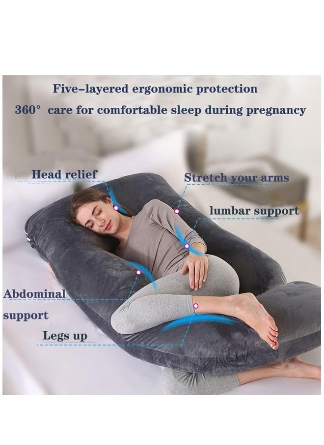 Pregnancy Pillows, Full Body Pillow with Removable Velvet Cover, Maternity Pillow for Pregnant Women (Black)