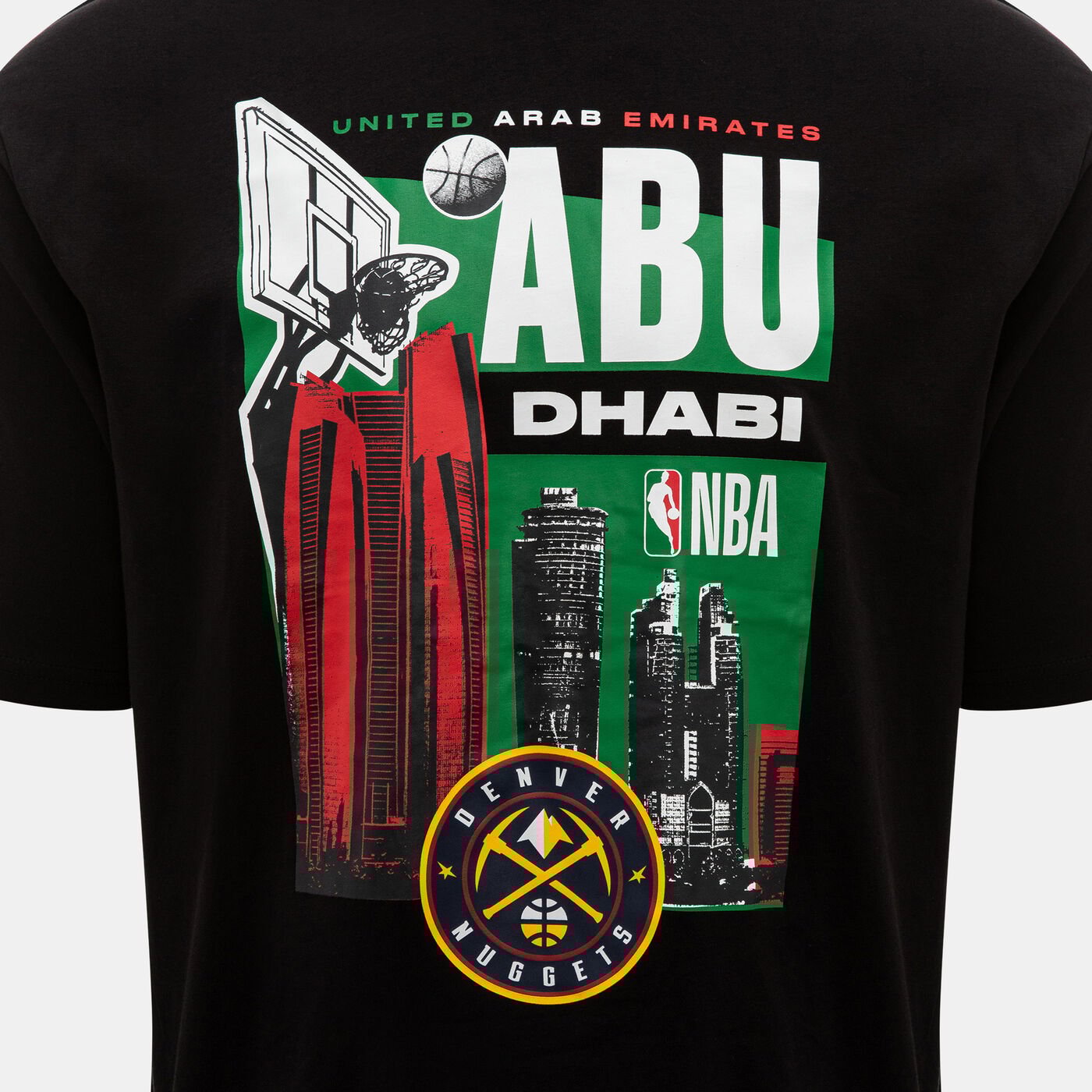Men's NBA Denver Nuggets Abu Dhabi Games 2024 Skyline T-Shirt