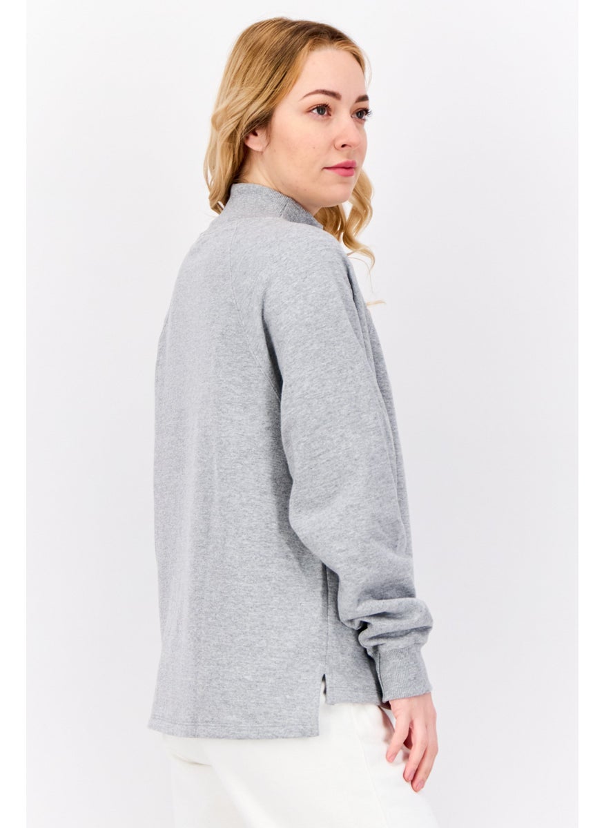 Women Sportswear Fit Long Sleeve Outdoor Sweatshirt, Grey