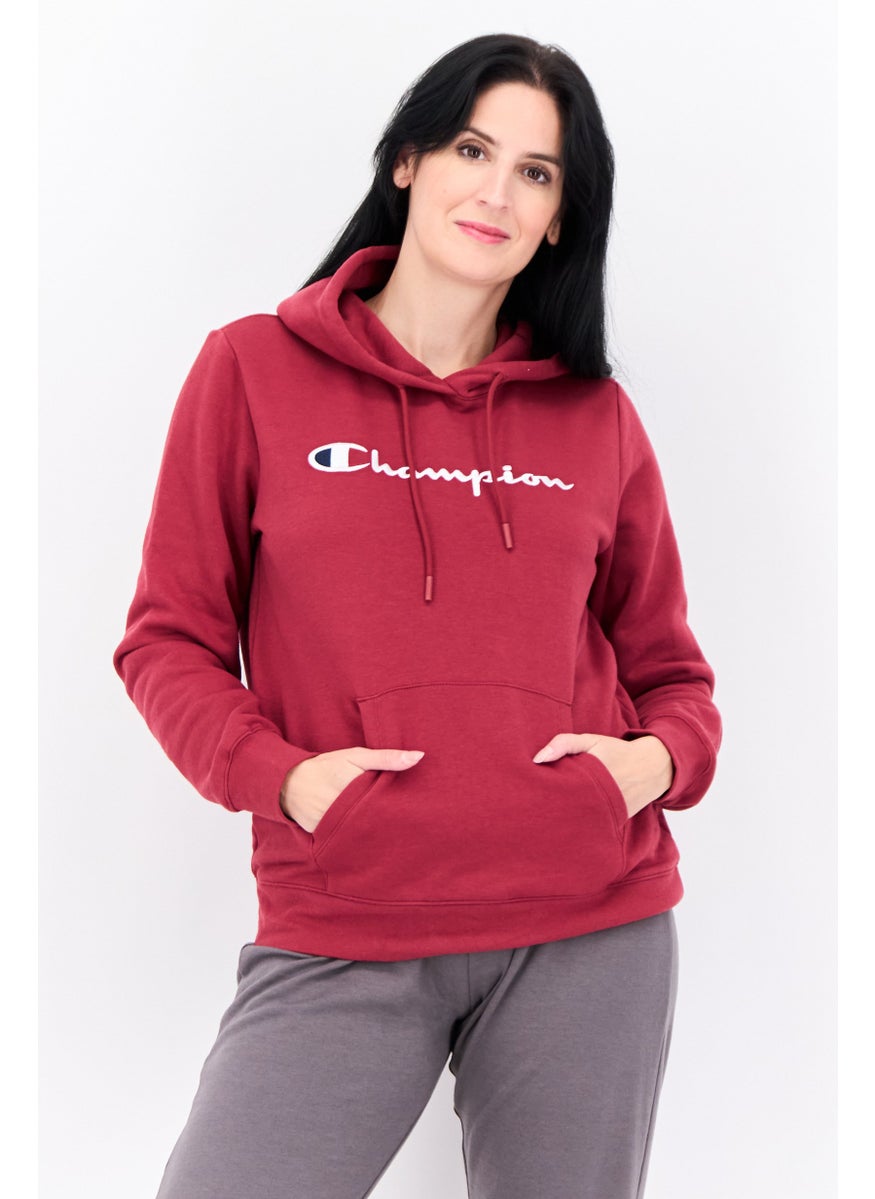 Women Regular Fit Long Sleeve Outdoor Hoodies, Maroon