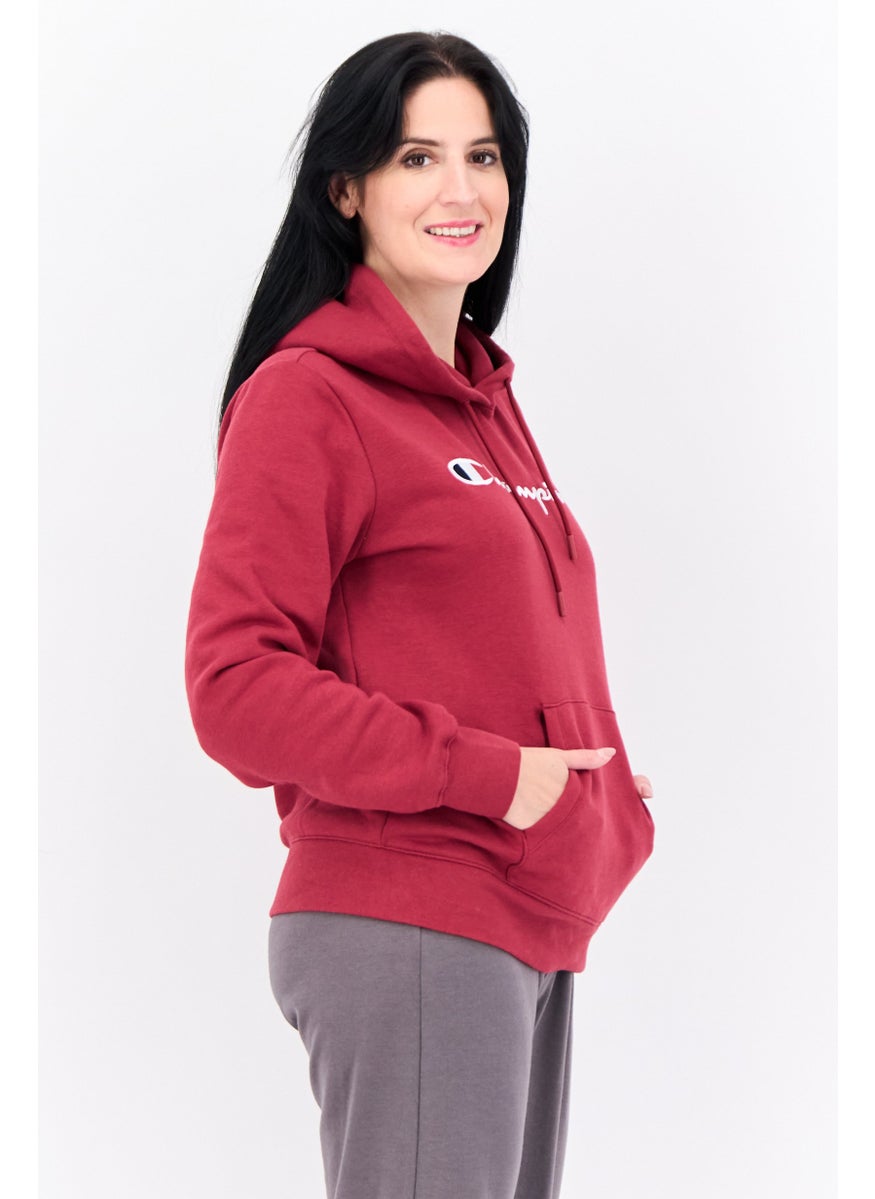 Women Regular Fit Long Sleeve Outdoor Hoodies, Maroon
