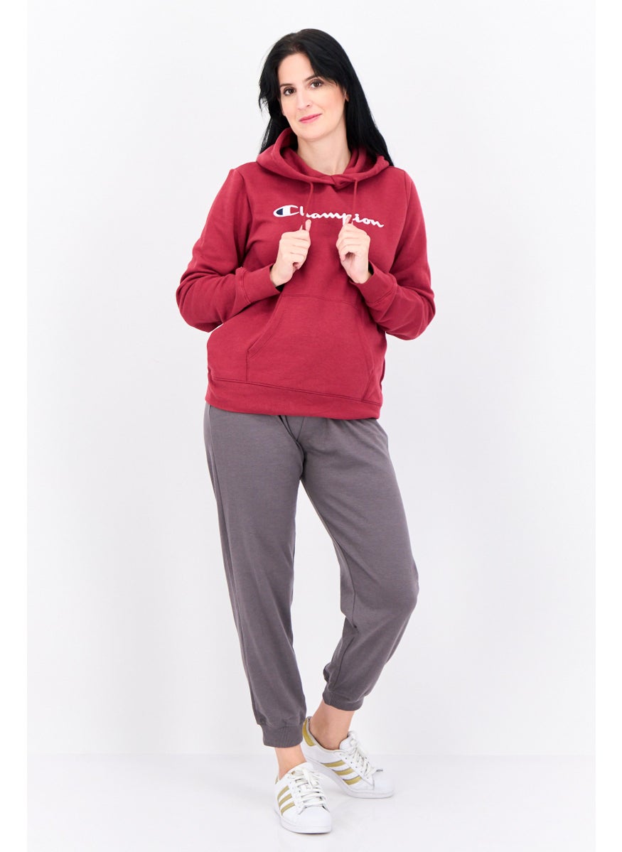 Women Regular Fit Long Sleeve Outdoor Hoodies, Maroon