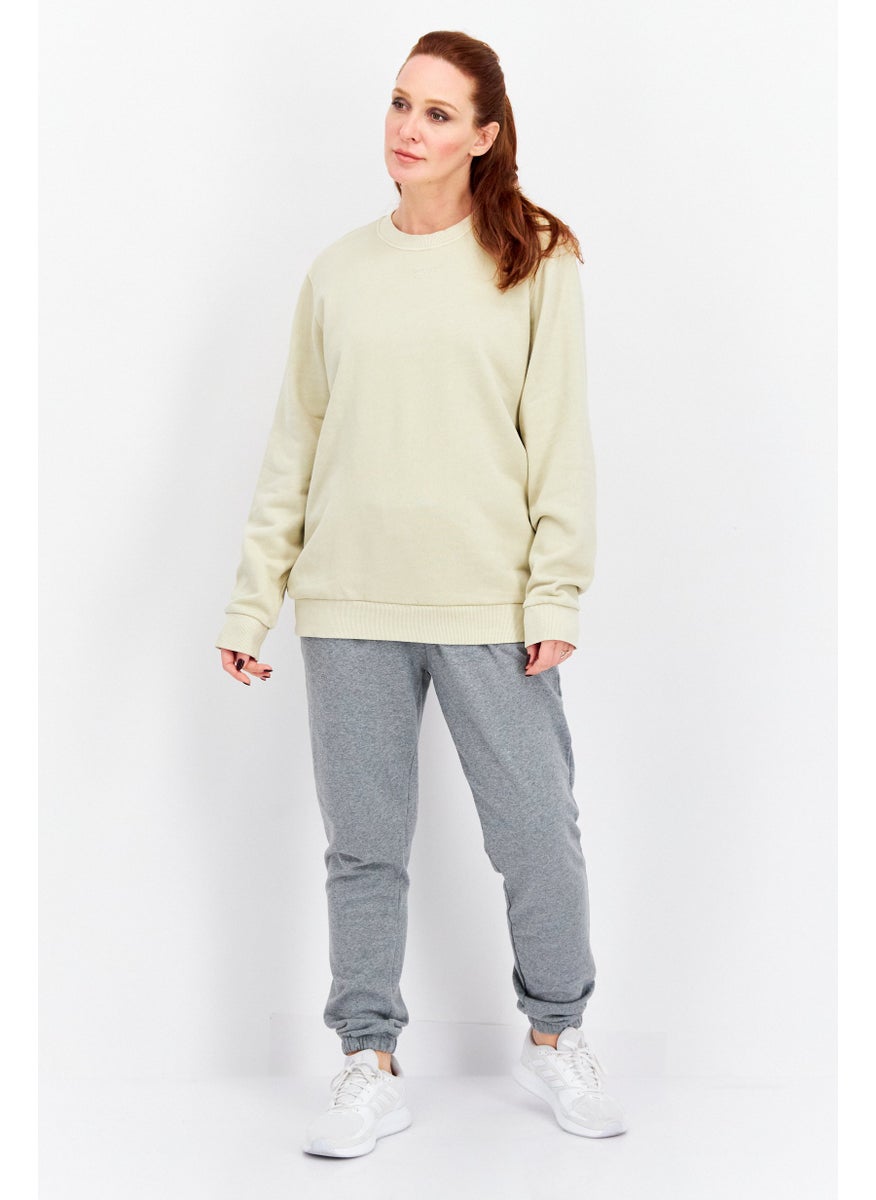 Women Relaxed Fit Long Sleeve Outdoor Sweatshirt, Beige