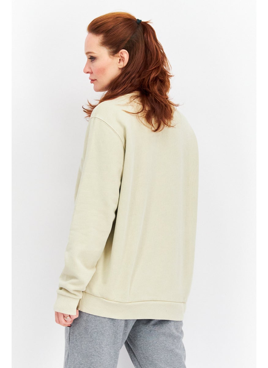 Women Relaxed Fit Long Sleeve Outdoor Sweatshirt, Beige