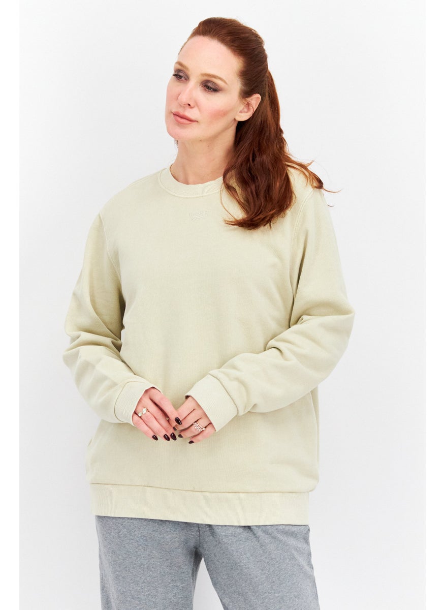 Women Relaxed Fit Long Sleeve Outdoor Sweatshirt, Beige