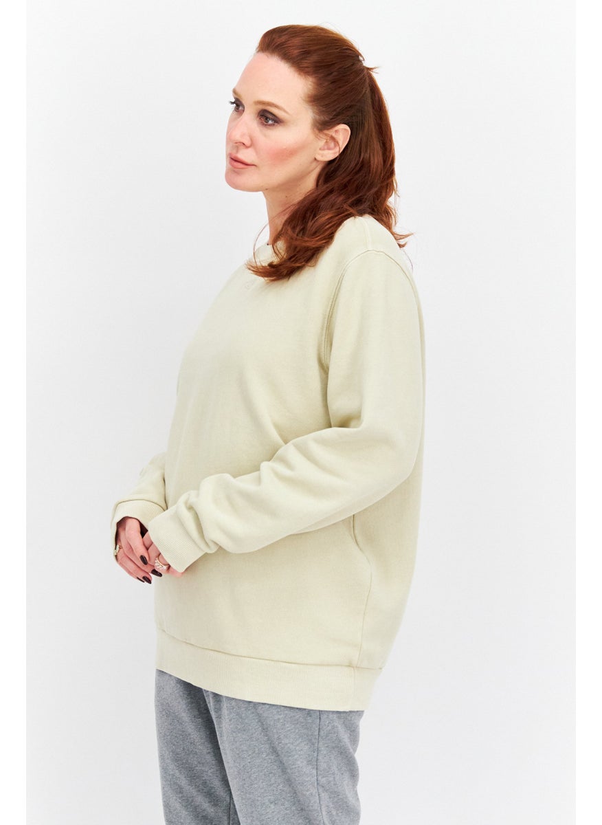 Women Relaxed Fit Long Sleeve Outdoor Sweatshirt, Beige