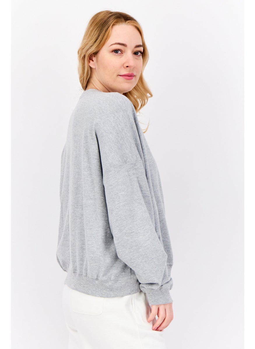 Women Sportswear Fit Long Sleeve Outdoor Sweatshirt, Grey