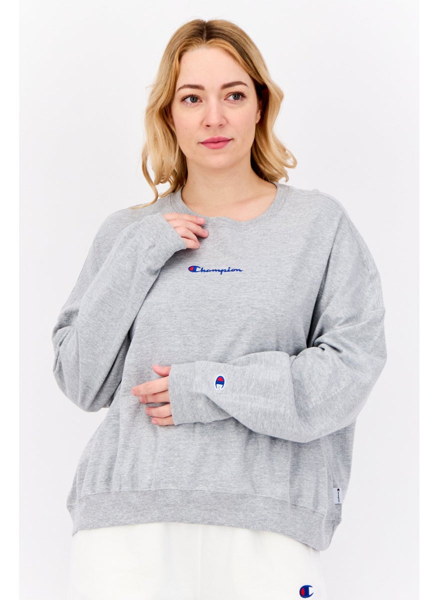 Women Sportswear Fit Long Sleeve Outdoor Sweatshirt, Grey