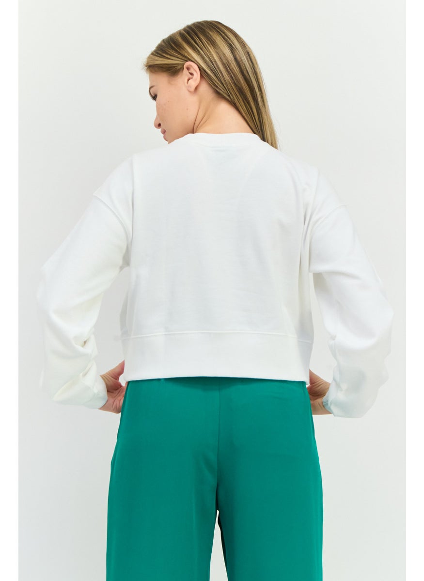 Women Sportswear Fit Long Sleeve Training Crop Sweatshirts, White