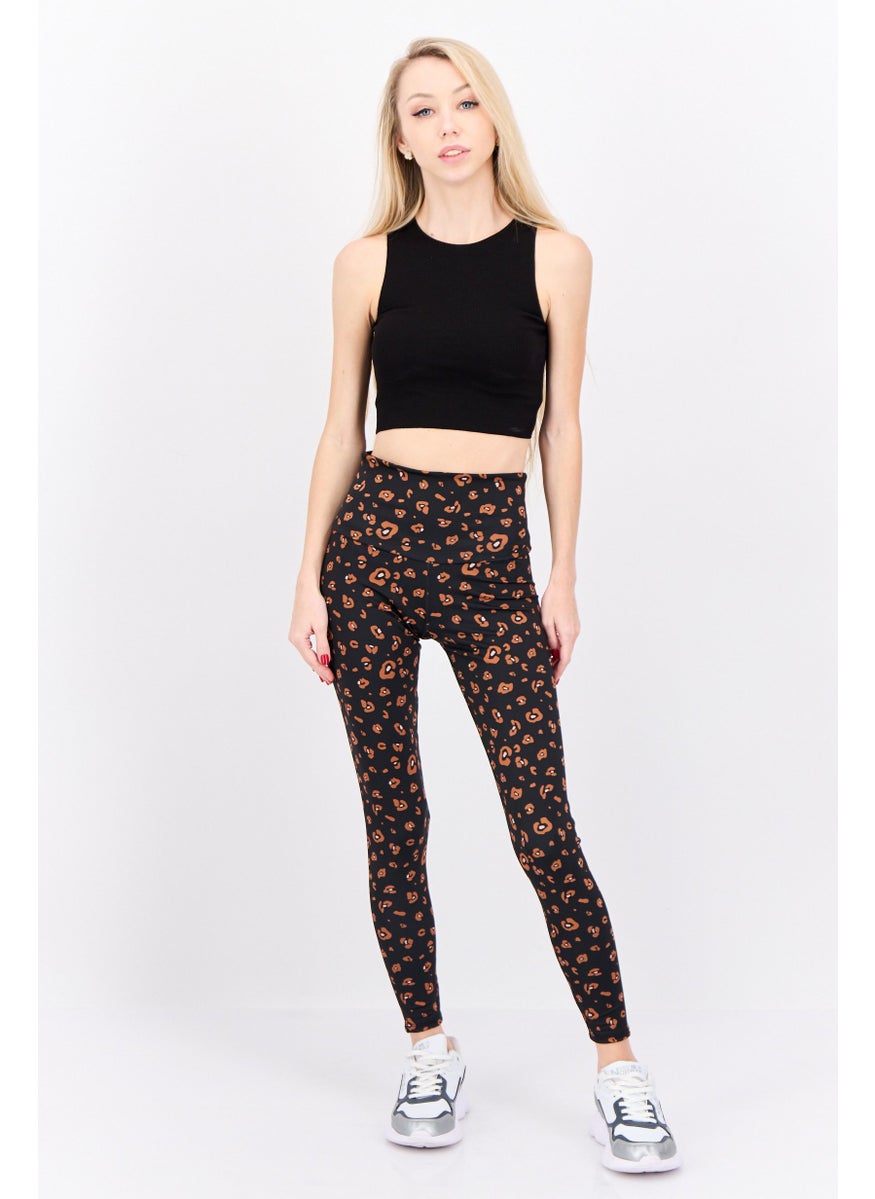 Women Allover Print 7/8 Leggings, Black