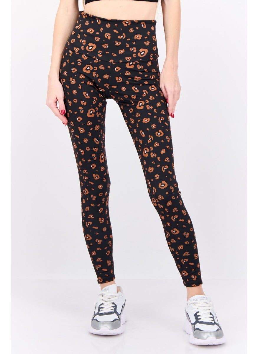 Women Allover Print 7/8 Leggings, Black